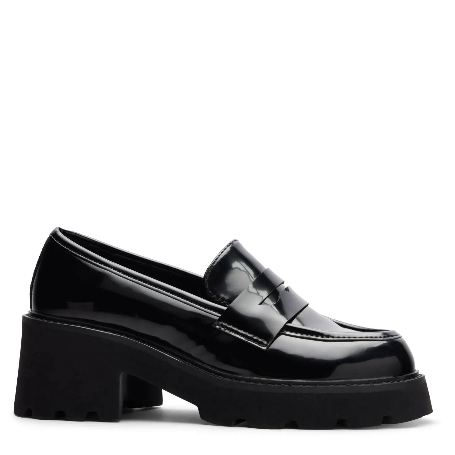 Zwarte leren chunky loafers