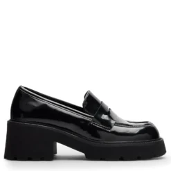 Zwarte leren chunky loafers