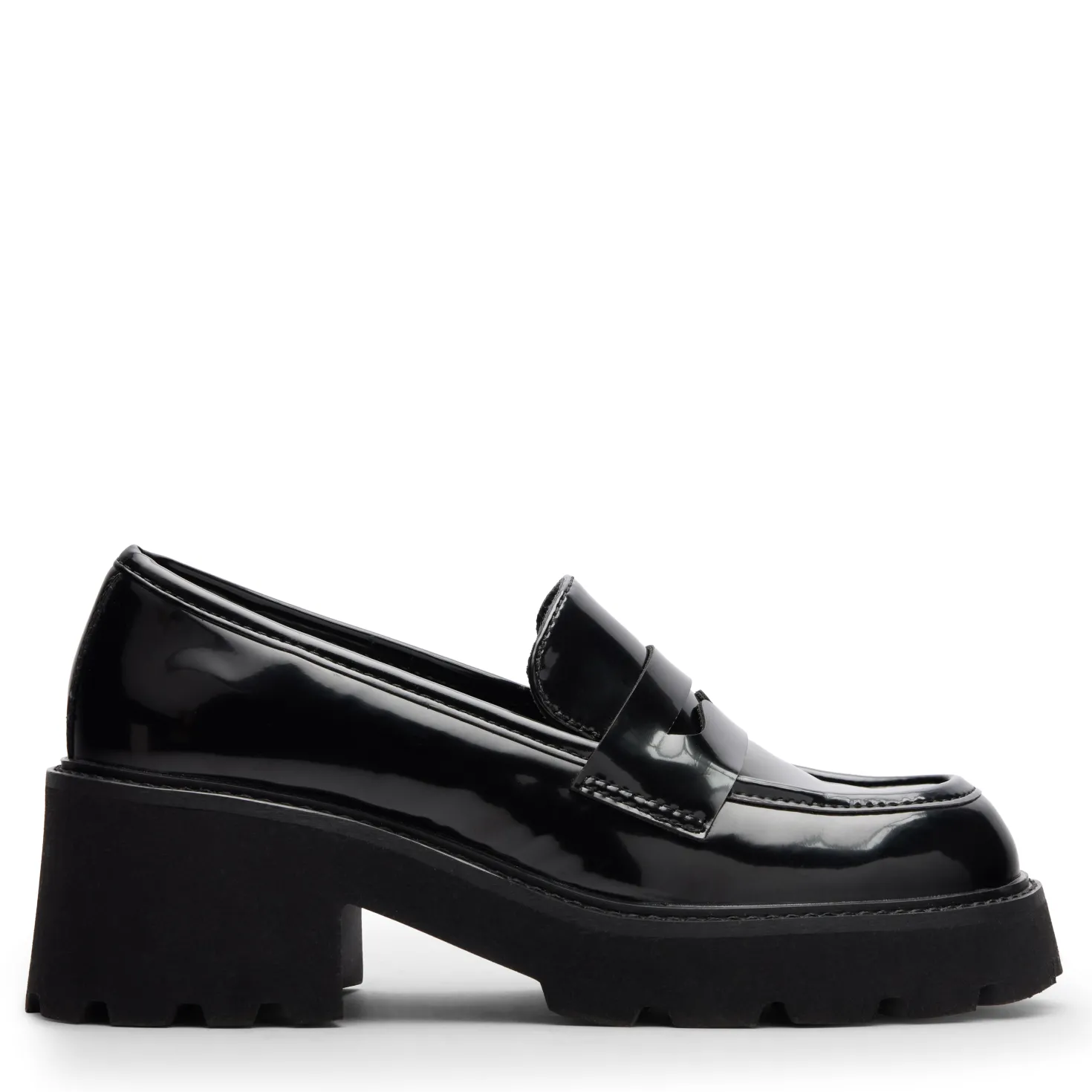 Zwarte leren chunky loafers