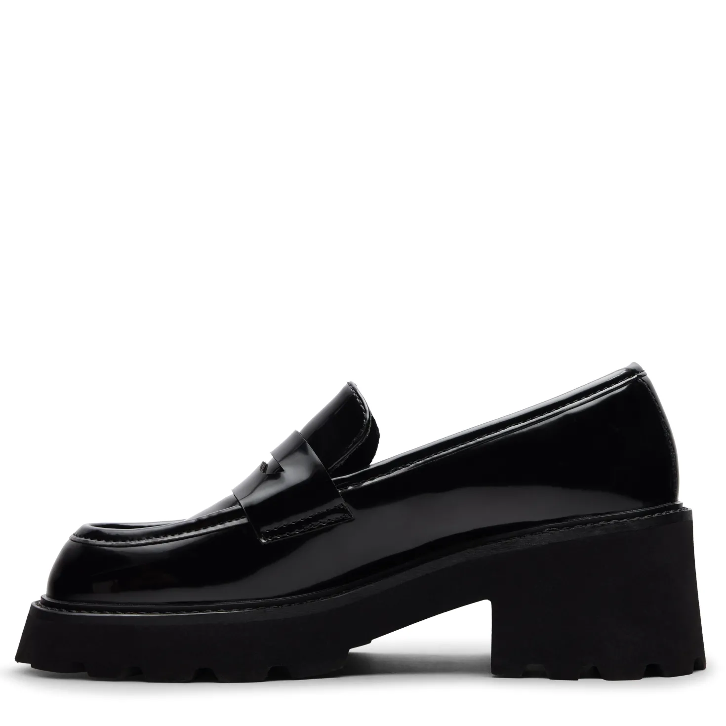 Zwarte leren chunky loafers