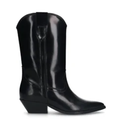 Zwarte leren cowboylaarsjes