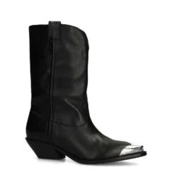 Zwarte leren cowboylaarzen