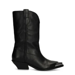 Zwarte leren cowboylaarzen