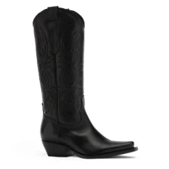 Zwarte leren cowboylaarzen