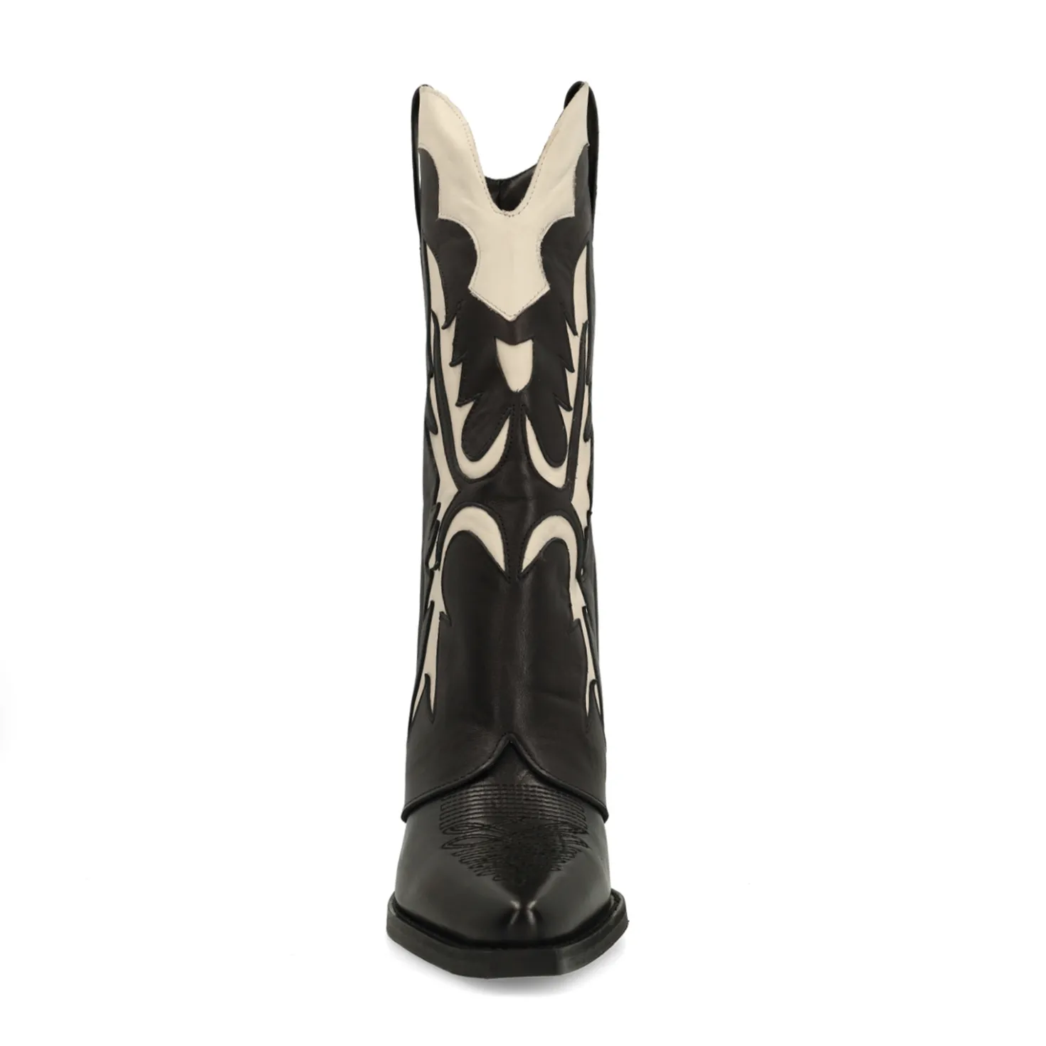 Zwarte leren cowboylaarzen met flap