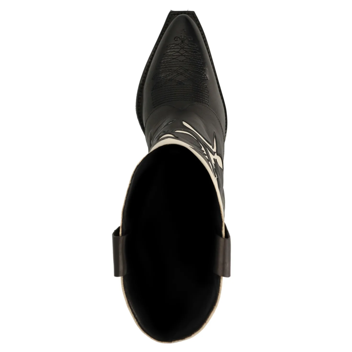 Zwarte leren cowboylaarzen met flap