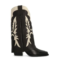 Zwarte leren cowboylaarzen met flap