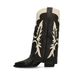 Zwarte leren cowboylaarzen met flap