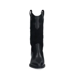 Zwarte leren cowboylaarzen met sierstiksels