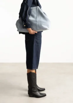 Zwarte leren cowboylaarzen met stiksels