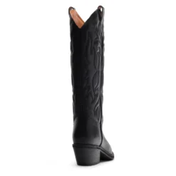Zwarte leren cowboylaarzen met stiksels