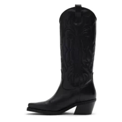 Zwarte leren cowboylaarzen met stiksels