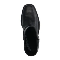 Zwarte leren croco biker boots