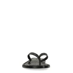 Zwarte leren croco teenslippers