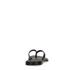 Zwarte leren croco teenslippers