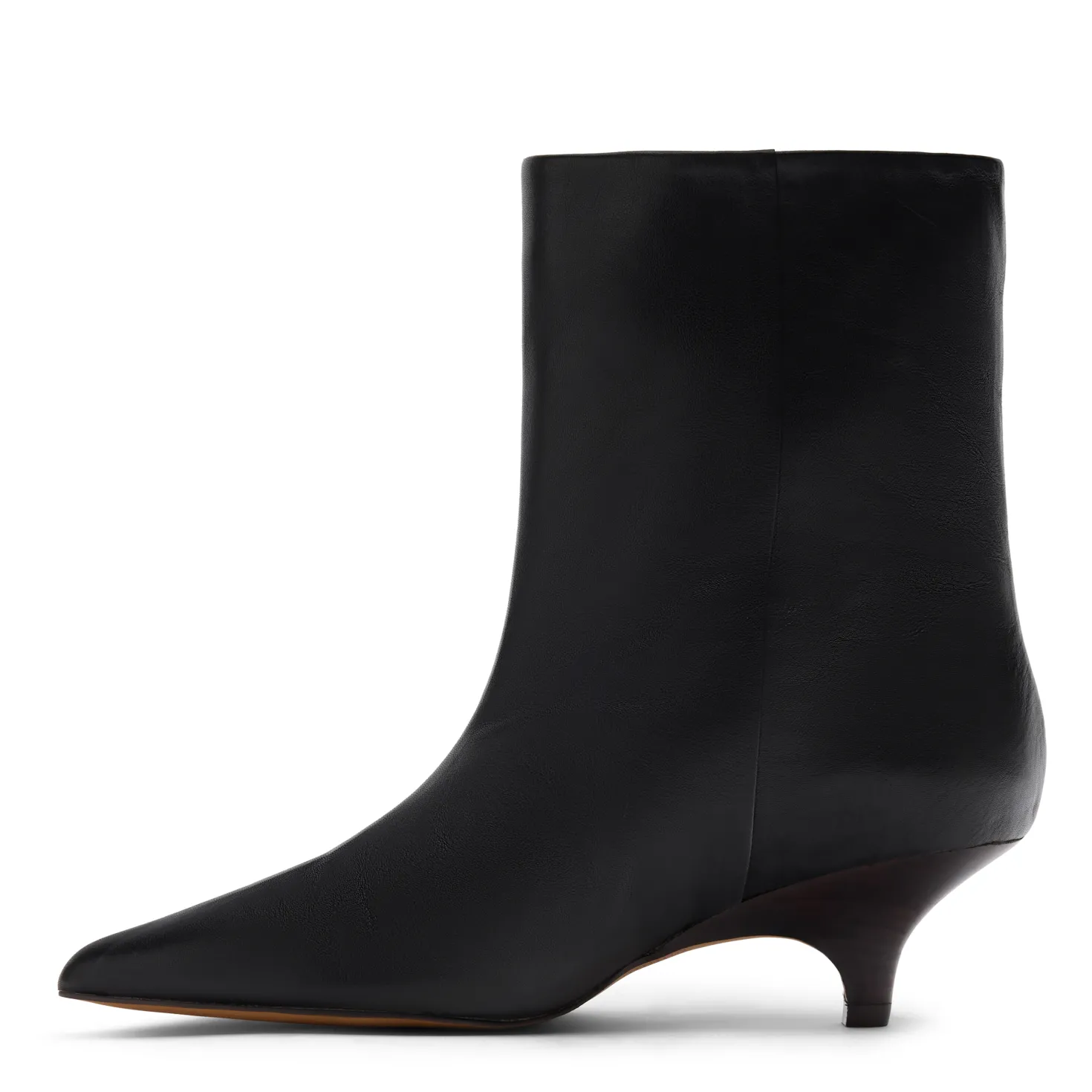Zwarte leren enkellaarsjes met kitten heel