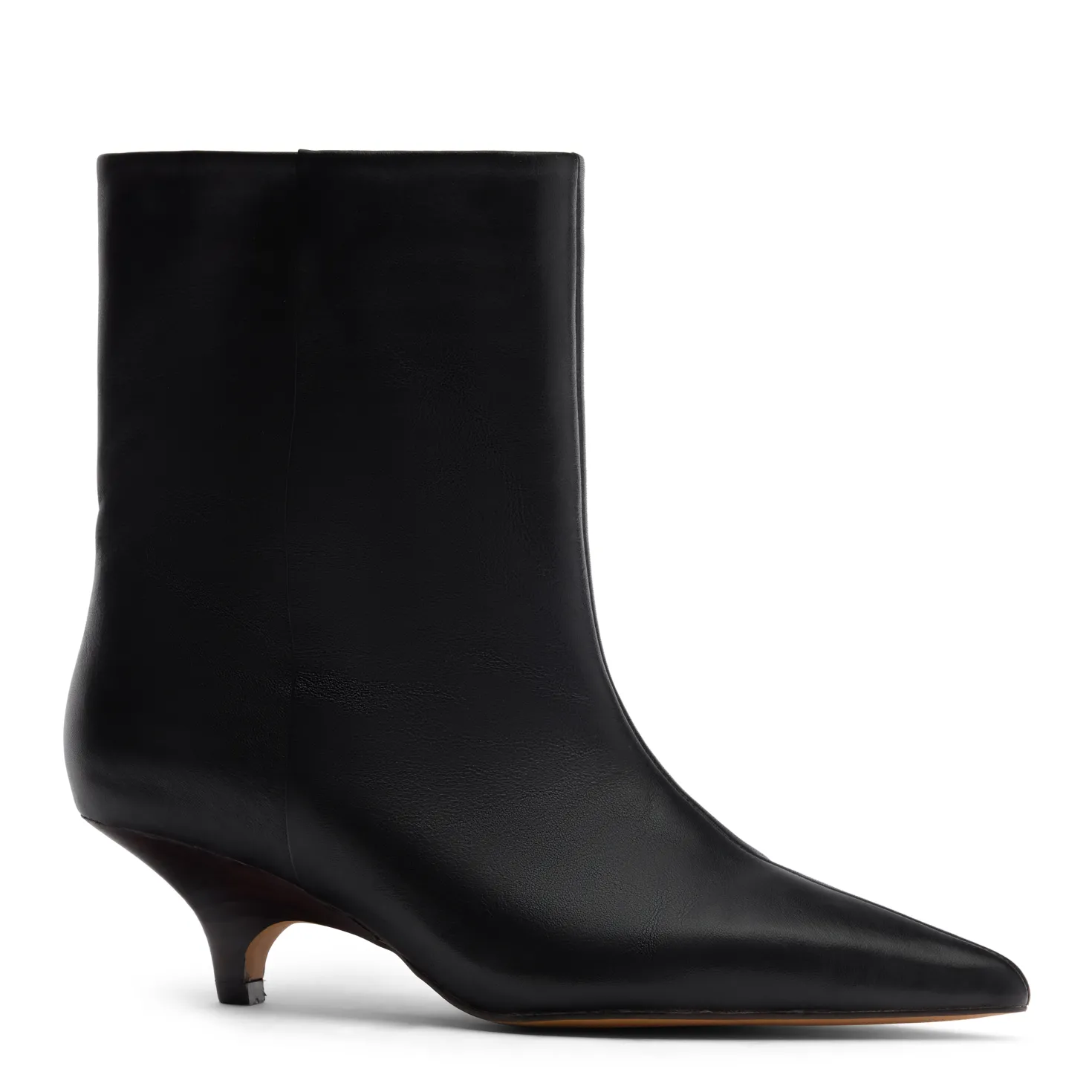 Zwarte leren enkellaarsjes met kitten heel