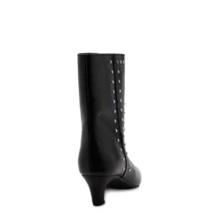 Zwarte leren enkellaarsjes met zilverkleurige studs