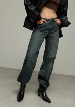 Zwarte leren enkellaarsjes met zilverkleurige studs