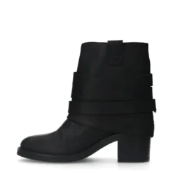Zwarte leren enkellaarsjes met buckles