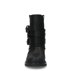 Zwarte leren enkellaarsjes met buckles