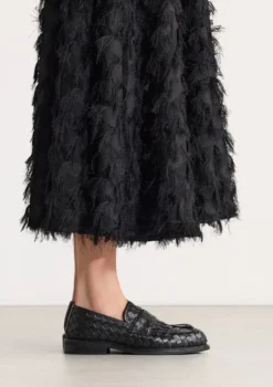 Zwarte leren gevlochten loafers