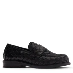 Zwarte leren gevlochten loafers