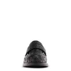 Zwarte leren gevlochten loafers