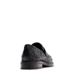 Zwarte leren gevlochten loafers
