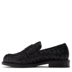 Zwarte leren gevlochten loafers