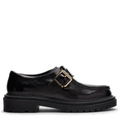 Zwarte leren loafers met buckle