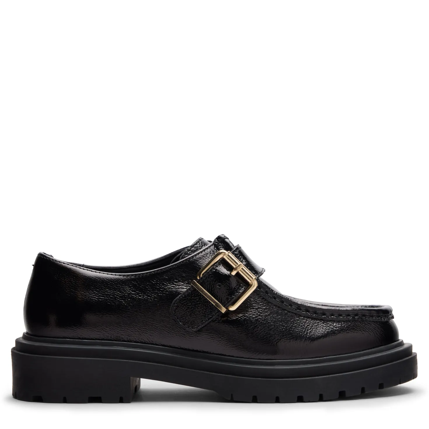 Zwarte leren loafers met buckle