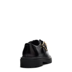 Zwarte leren loafers met buckle