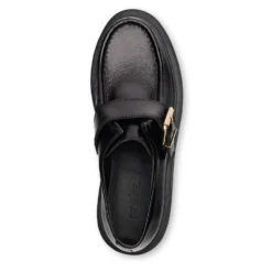 Zwarte leren loafers met buckle