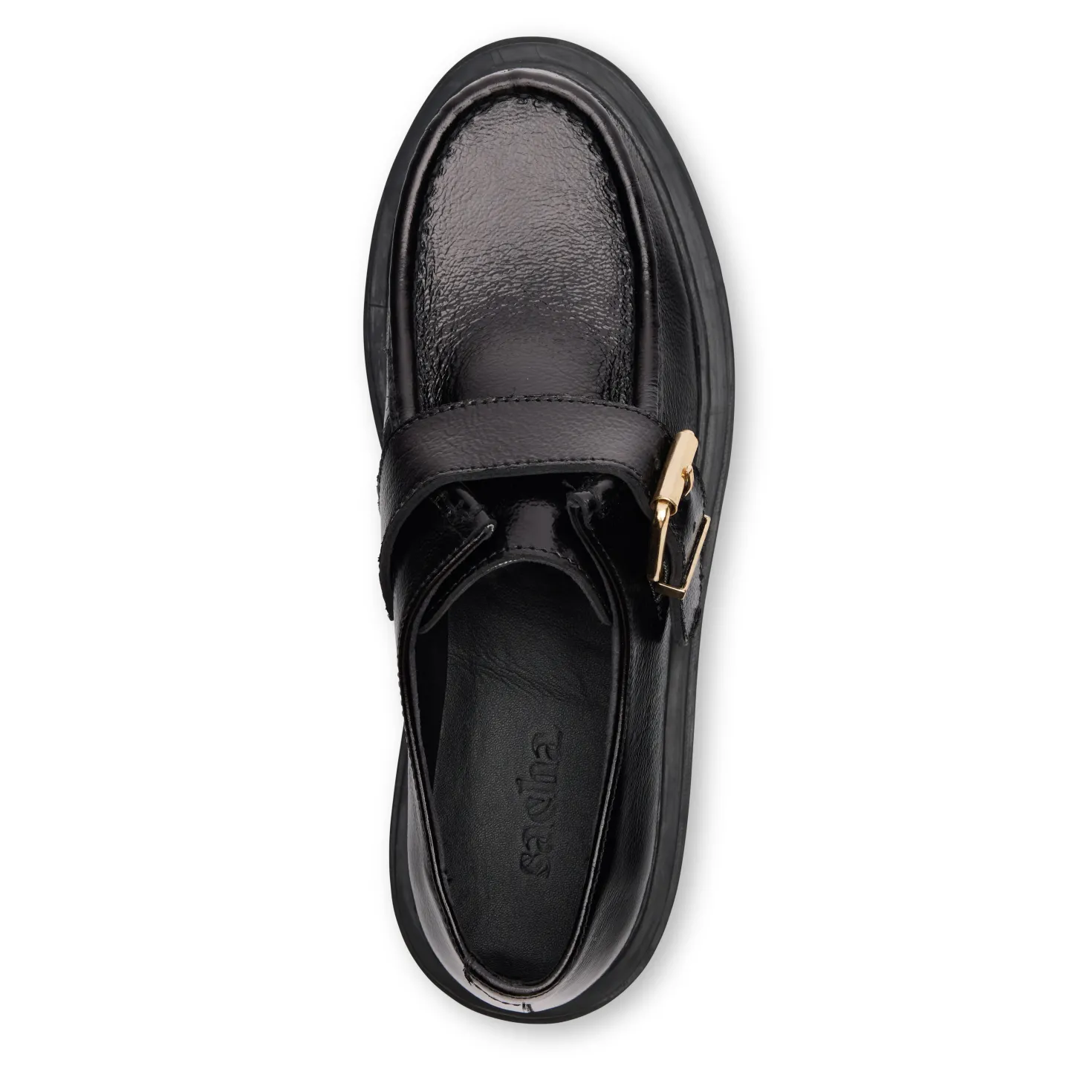 Zwarte leren loafers met buckle