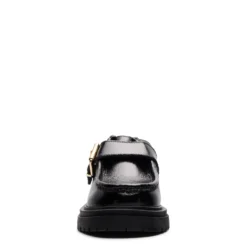 Zwarte leren loafers met buckle
