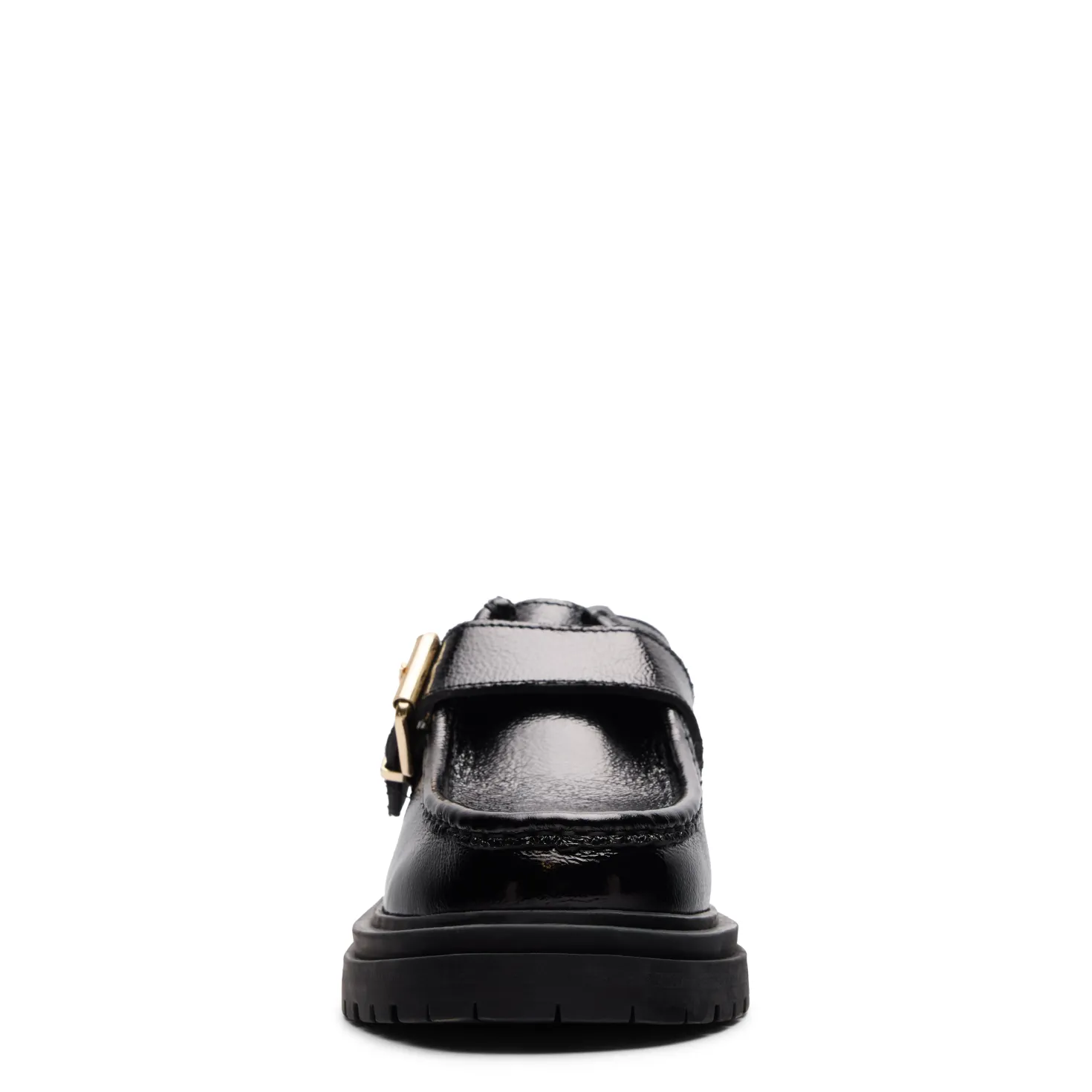 Zwarte leren loafers met buckle