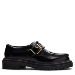 Zwarte leren loafers met buckle