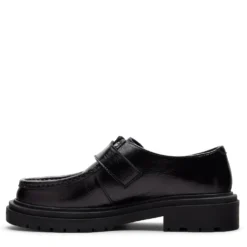 Zwarte leren loafers met buckle