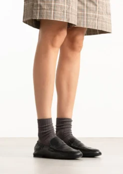 Zwarte leren loafers met rimpel design