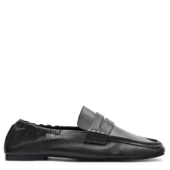 Zwarte leren loafers met rimpel design