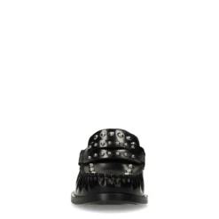 Zwarte leren loafers met zilverkleurige studs