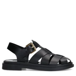 Zwarte leren sandalen