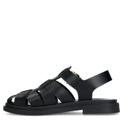 Zwarte leren sandalen