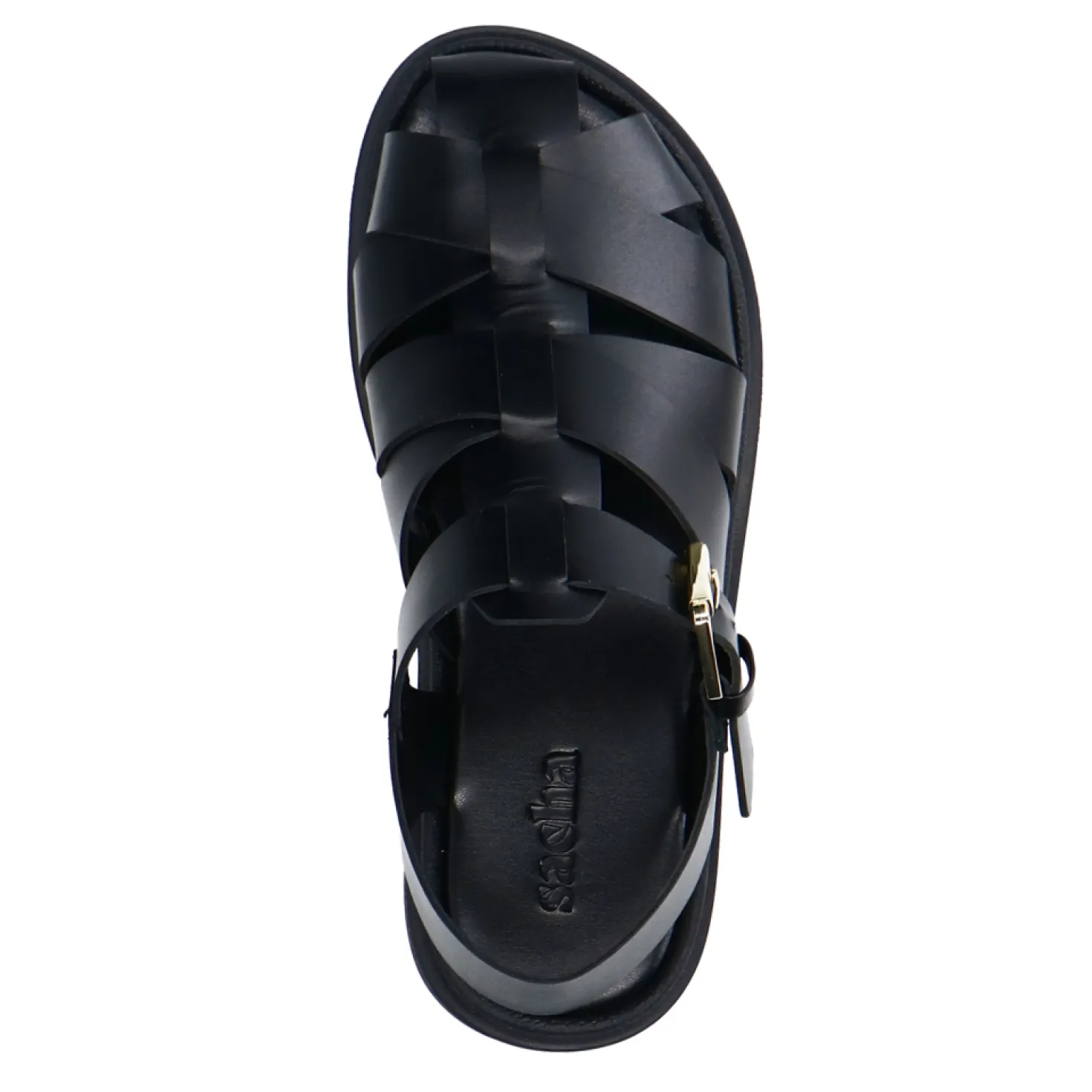 Zwarte leren sandalen