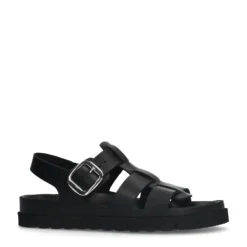 Zwarte leren sandalen
