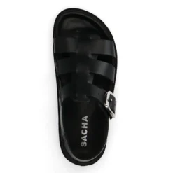 Zwarte leren sandalen