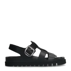 Zwarte leren sandalen