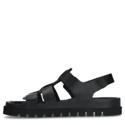 Zwarte leren sandalen