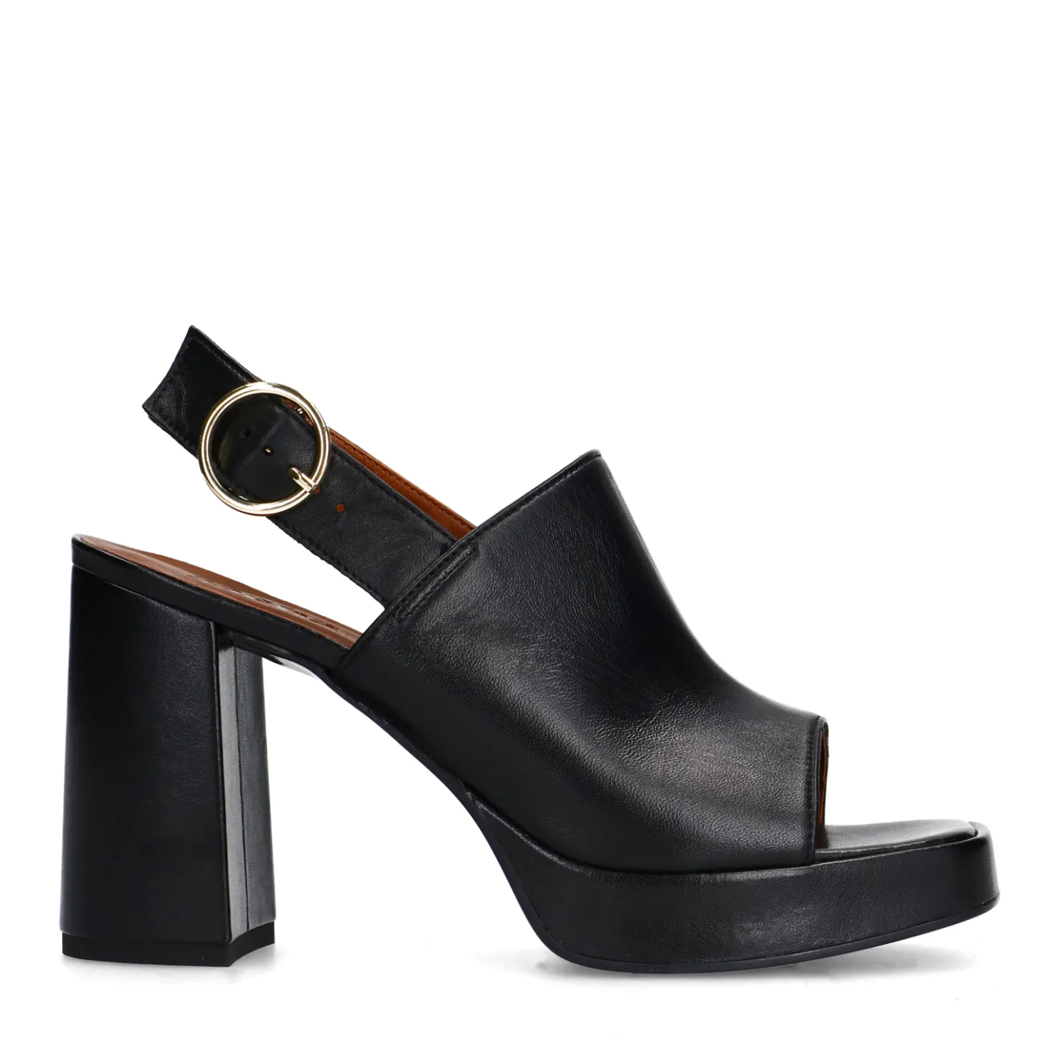 Zwarte leren sandalen met hak